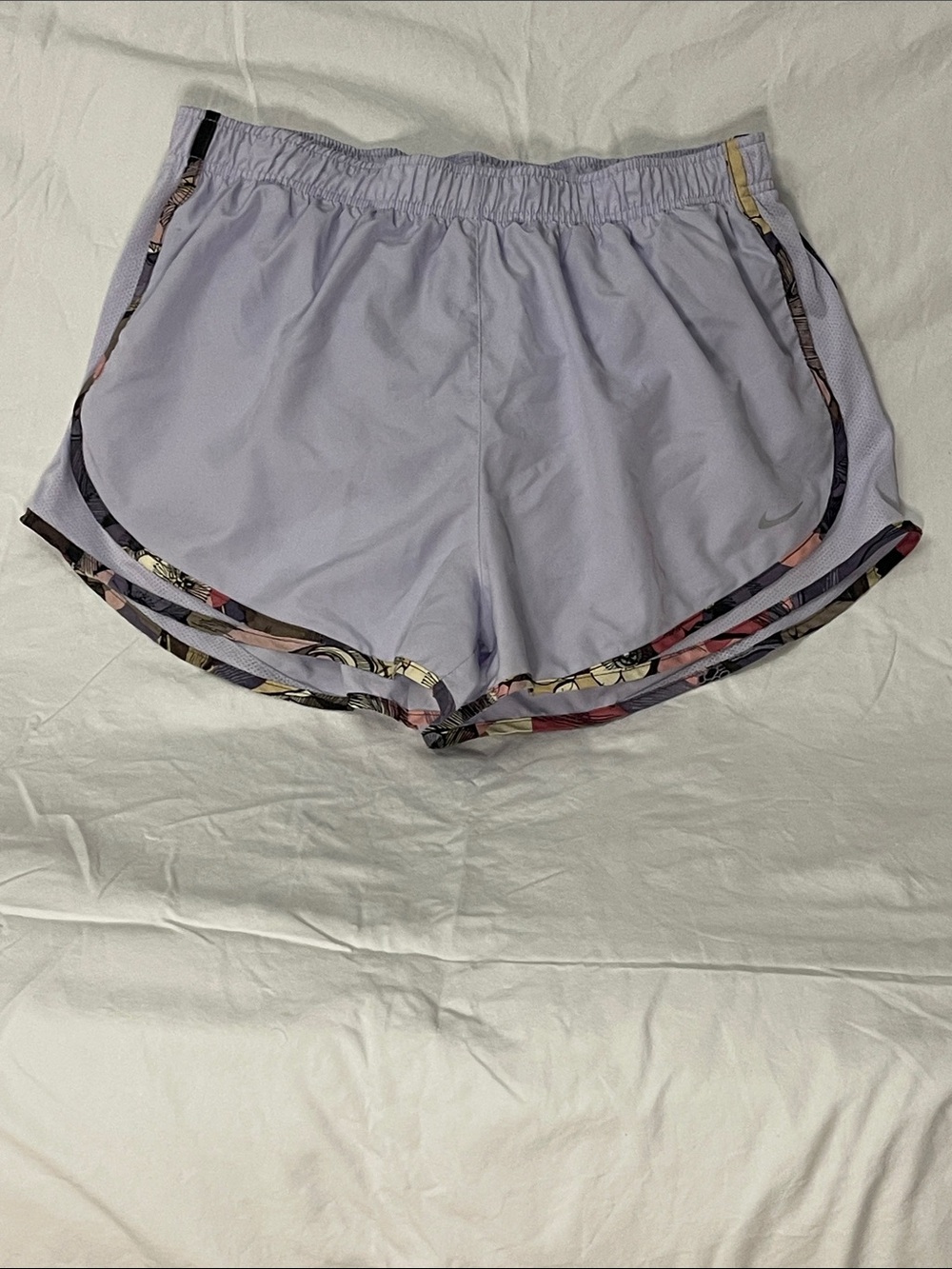 Nike Women's Lavender Athletic Shorts with Floral Trim